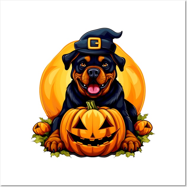 Rottweiler Dog inside Pumpkin #1 Wall Art by Chromatic Fusion Studio